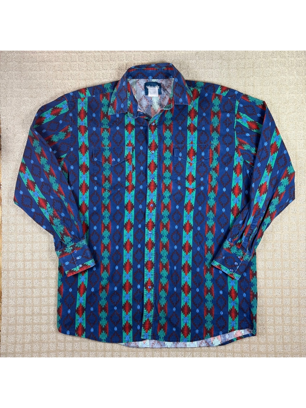 Wrangler Aztec Pearl Snap Western Shirt XL